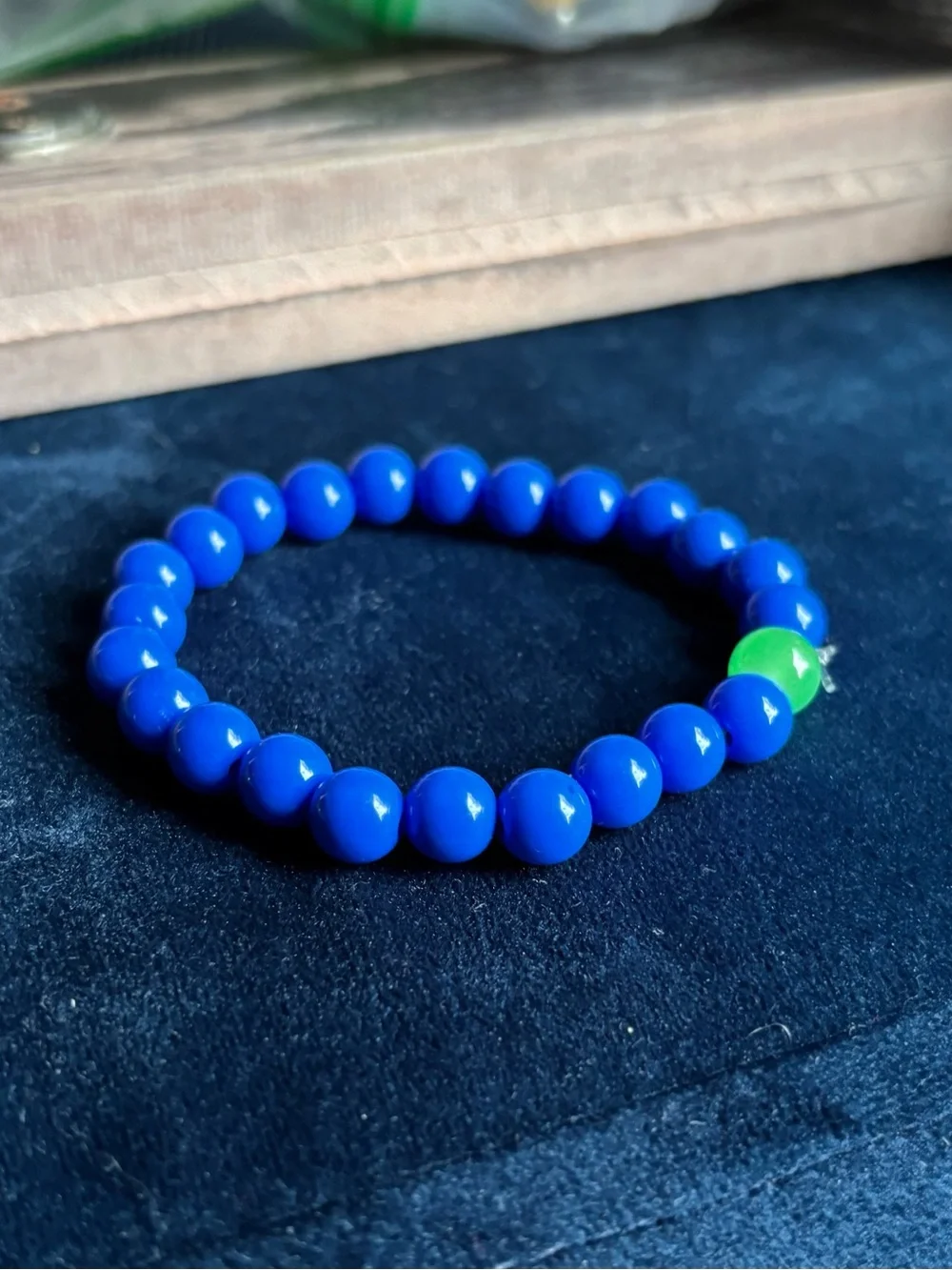 Kids Beaded Stretch Bracelet - Blue & Green